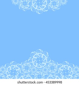 Abstract hand-drawn creative background of stylized flowers in pale cyan and cornflower blue colors. Vector illustration.