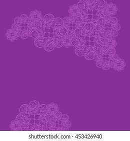 Abstract hand-drawn creative background of stylized flowers in bright violet and magenta colors. Vector illustration.