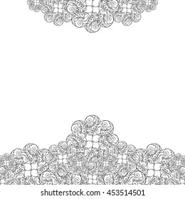 Abstract hand-drawn creative background of stylized flowers in black and white colors. Vector illustration.