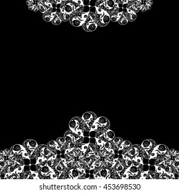 Abstract hand-drawn creative background of stylized flowers in black and white colors. Vector illustration.