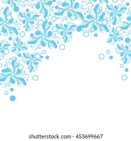 Abstract hand-drawn creative background of stylized flowers in light turquoise and white colors. Vector illustration.