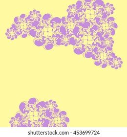 Abstract hand-drawn creative background of stylized flowers in pale magenta and yellow colors. Vector illustration.