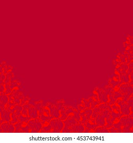 Abstract hand-drawn creative background of stylized flowers in bright scarlet and maroon colors. Vector illustration.