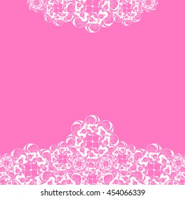 Abstract hand-drawn creative background of stylized flowers in pale magenta and white colors. Vector illustration.
