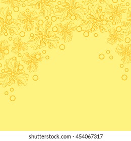 Abstract hand-drawn creative background of stylized flowers in yellow and orange colors. Vector illustration.