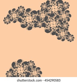 Abstract hand-drawn creative background of stylized flowers in pink-beige and slate gray colors. Vector illustration.