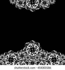 Abstract hand-drawn creative background of stylized flowers in black and white colors. Vector illustration.
