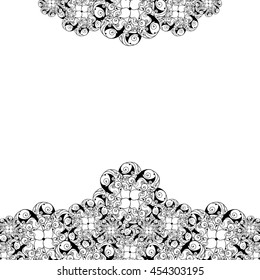 Abstract hand-drawn creative background of stylized flowers in black and white colors. Vector illustration.