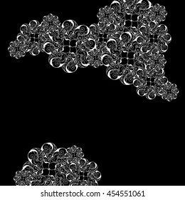 Abstract hand-drawn creative background of stylized flowers in black and white colors. Vector illustration.