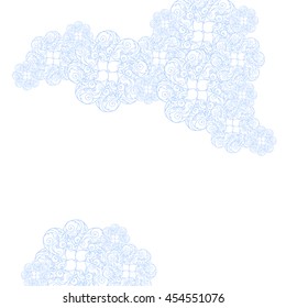 Abstract hand-drawn creative background of stylized flowers in white and light cornflower blue colors. Vector illustration.