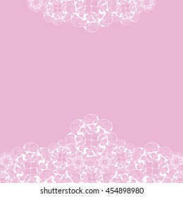 Abstract hand-drawn creative background of stylized flowers in white and pastel pink colors. Vector illustration.