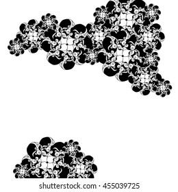 Abstract hand-drawn creative background of stylized flowers in black and white colors. Vector illustration.