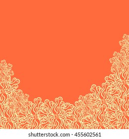 Abstract hand-drawn creative background of stylized flowers in yellow and orange colors. Vector illustration.