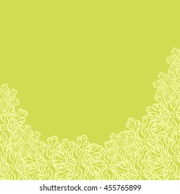 Abstract hand-drawn creative background of stylized flowers in yellow-green and olive colors. Vector illustration.