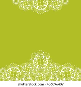 Abstract hand-drawn creative background of stylized flowers in white and yellow-green colors. Vector illustration.