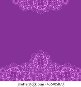 Abstract hand-drawn creative background of stylized flowers in bright violet and magenta colors. Vector illustration.