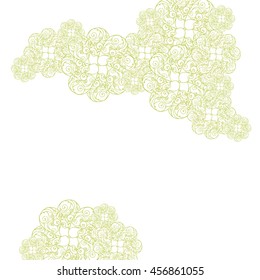 Abstract hand-drawn creative background of stylized flowers in white and yellow-green colors. Vector illustration.