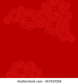 Abstract hand-drawn creative background of stylized flowers in dark red and scarlet colors. Vector illustration.