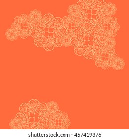 Abstract hand-drawn creative background of stylized flowers in yellow and orange colors. Vector illustration.