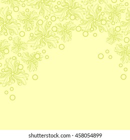 Abstract hand-drawn creative background of stylized flowers in yellow-green and olive colors. Vector illustration.