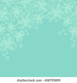 Abstract hand-drawn creative background of stylized flowers in pale turquoise and mint colors. Vector illustration.