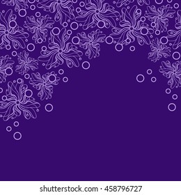 Abstract hand-drawn creative background of stylized flowers in pale lilac and dark violet colors. Vector illustration.