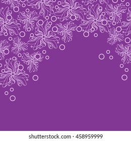 Abstract hand-drawn creative background of stylized flowers in bright violet and pale lilac colors. Vector illustration.