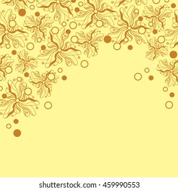 Abstract hand-drawn creative background of stylized flowers in yellow and light brown colors. Vector illustration.