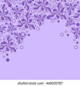 Abstract hand-drawn creative background of stylized flowers in pale violet and light lilac colors. Vector illustration.