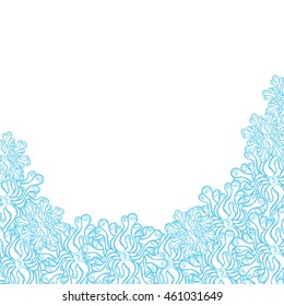 Abstract hand-drawn creative background of stylized flowers in light turquoise and white colors. Vector illustration.