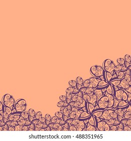 Abstract hand-drawn creative background of stylized flowers. Vector illustration.