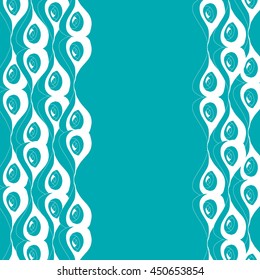 Abstract hand-drawn creative background in white and blue-green colors. Vector illustration.