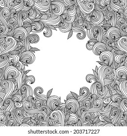 Abstract hand-drawn curly wave pattern. Vector illustration. EPS