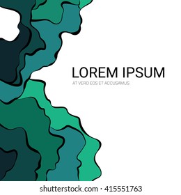 Abstract hand-drawn curved lines filled with colors background with text. Abstract  hand-drawn vector illustration 