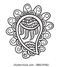 Abstract Hand-drawn doodle frame, black on white.