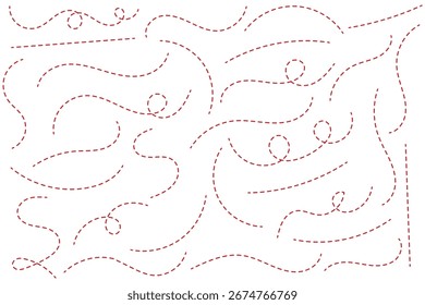 Abstract Hand-Drawn Dotted Line Collection. Dotted Spiral Curve Line. Hand Sketched Curly Border isolated on white background. eps 10