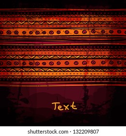 Abstract hand-drawn ethnic design template, tribal background.