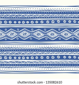 Abstract hand-drawn ethnic pattern, tribal background. Vector pattern.