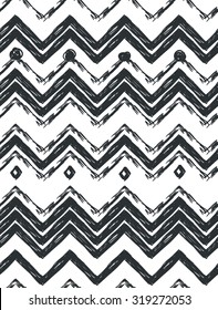 Abstract hand-drawn ethnic pattern, tribal background. Vector seamless pattern.