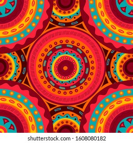 Abstract hand-drawn ethno pattern, tribal background. Pattern can be used for wallpaper, web page background, others. Bright vector tribal texture.