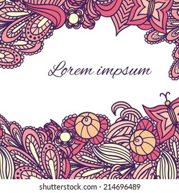 abstract hand-drawn floral card (vector illustration)