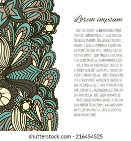 abstract hand-drawn floral card (vector illustration)