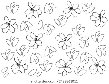  Resumen del patrón de flores y hojas dibujadas a mano. Textura de pincel de tinta vectora.plantilla de moda,tela para diseño.