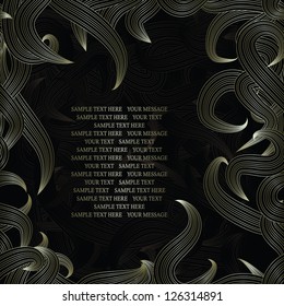 Abstract hand-drawn frame with waves. Retro style
