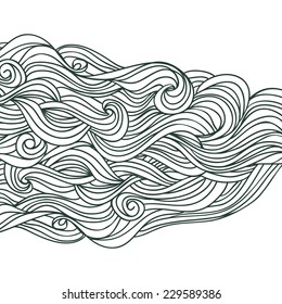 Patrón capilar abstracto con ondas en blanco y negro. Ilustración vectorial.