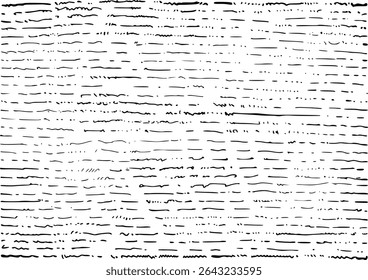Fundo abstrato do vetor de linhas tracejadas horizontais desenhadas à mão - sobreposição de padrão de esboço confusa