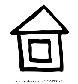 Abstract handdrawn house in minimalism style. Symbol of relax separate housing. Sketch element for graphic design, logo, icon and illustrations. Stock vector illustration. Isolated on white background