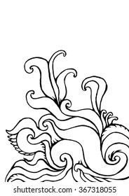 Abstract hand-drawn leaf patterns. Drawn fantasy