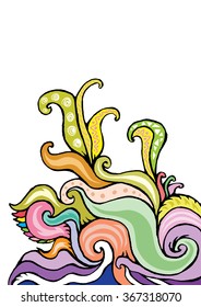 Abstract hand-drawn leaf patterns. Drawn fantasy