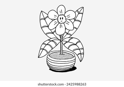 Abstract hand-drawn leaves and flowers vector image